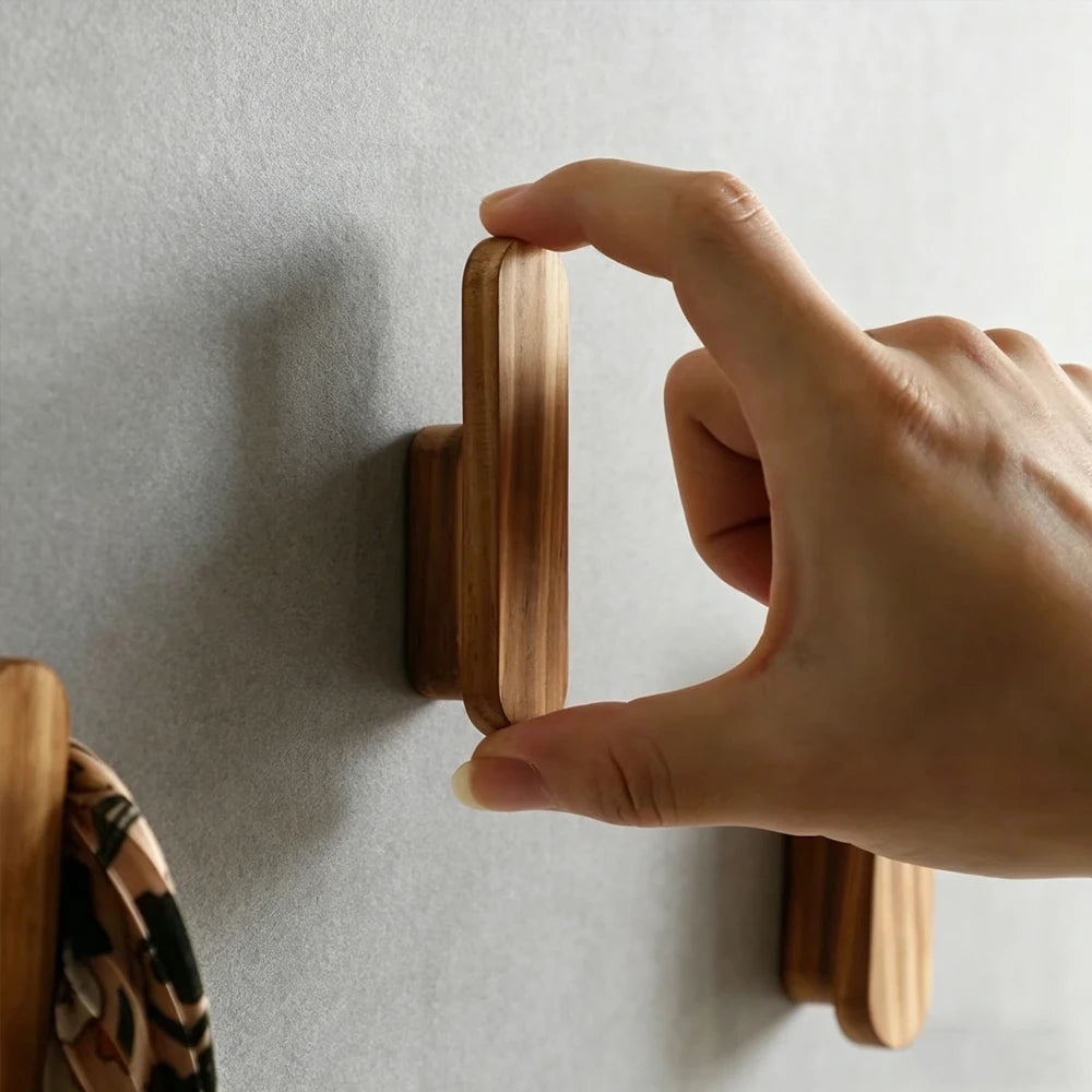 Wooden Wall Hook with Screws – Coat, Key & Hat Hanger