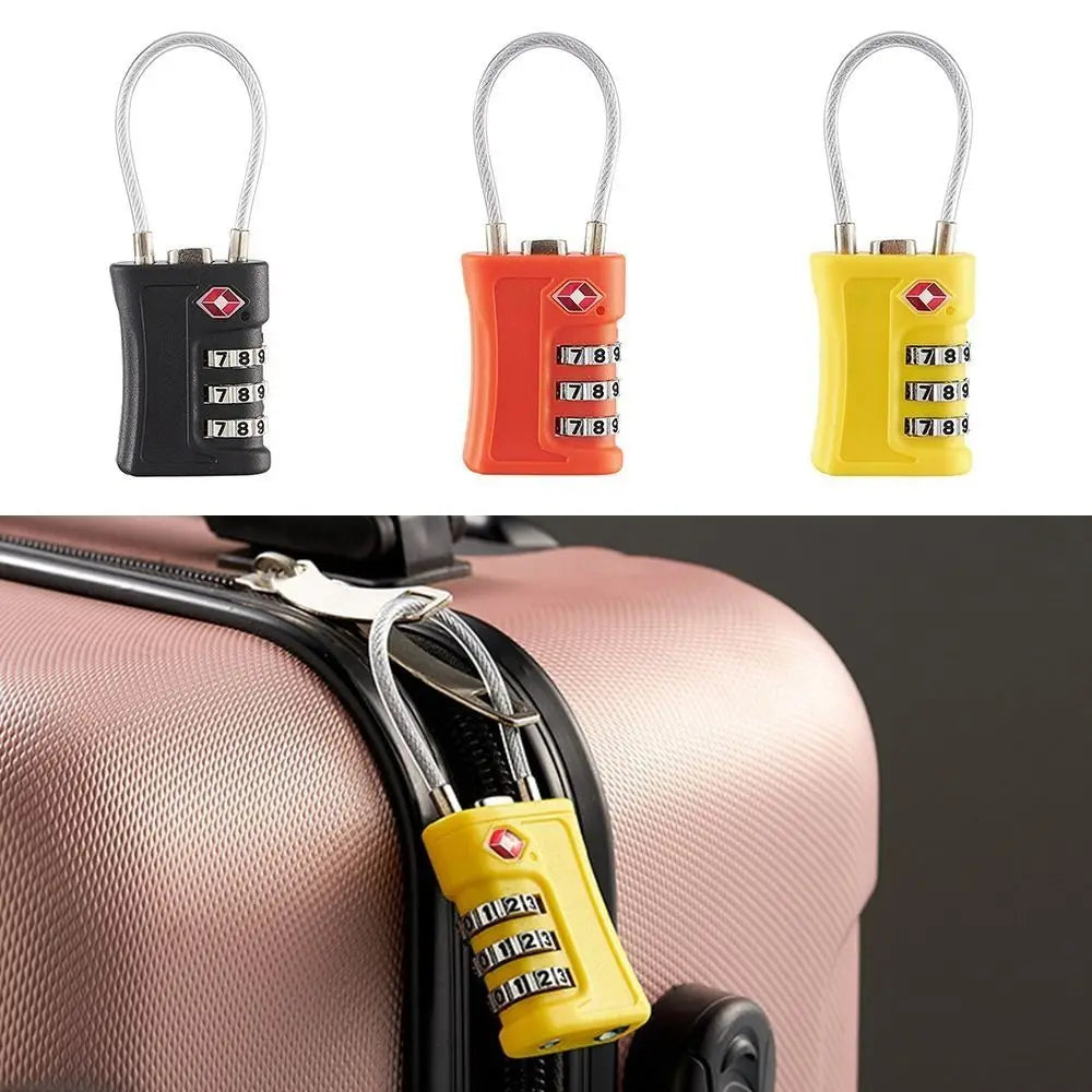 TSA 3-Digit Combination Lock – Travel Wire Rope Padlock