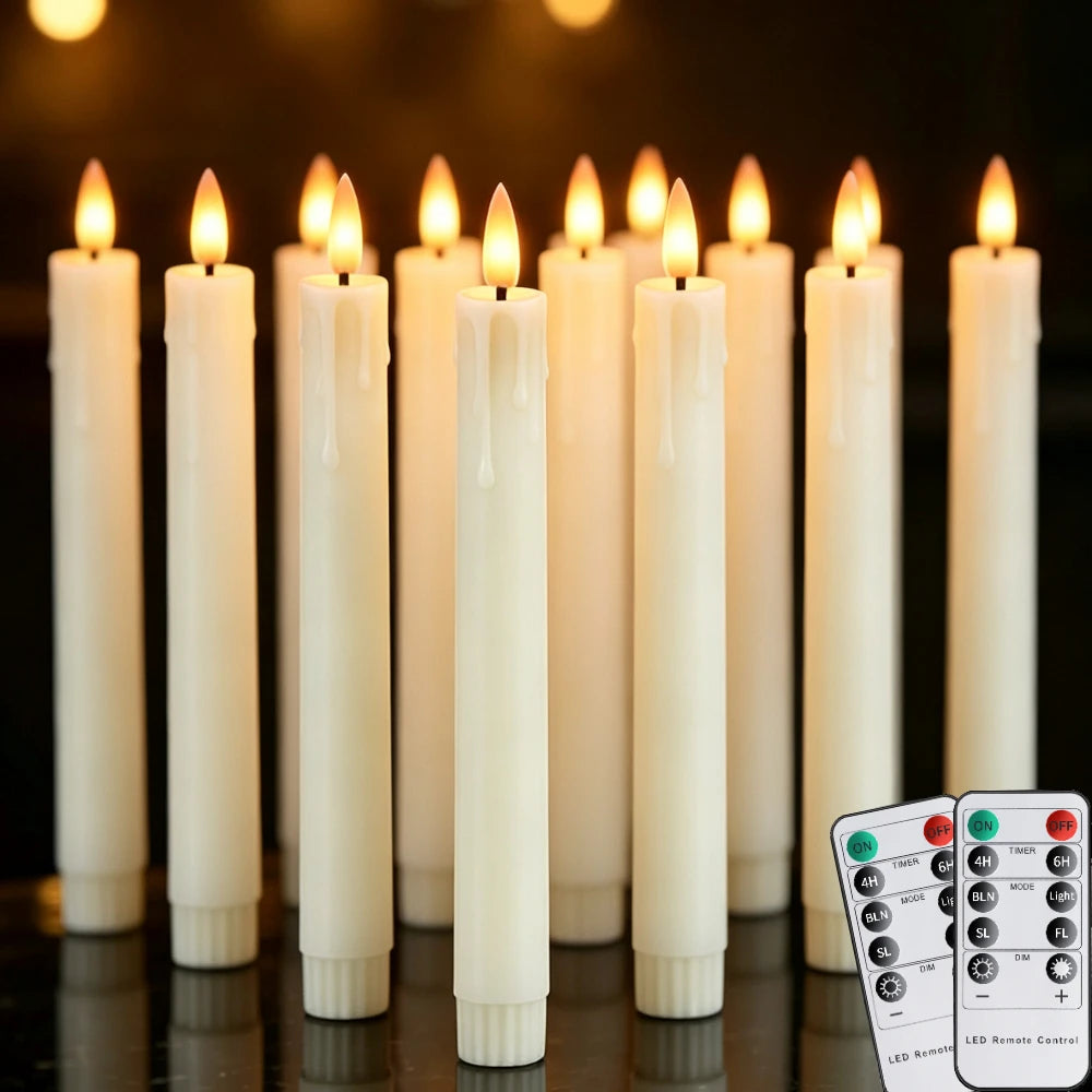 Flameless LED Taper Candles 6/12 Pack with Remote & Timer