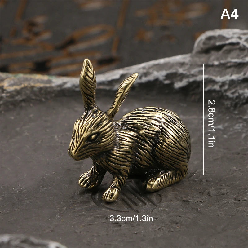 Vintage Brass Rabbit Statue – Feng Shui Figurine & Easter Décor
