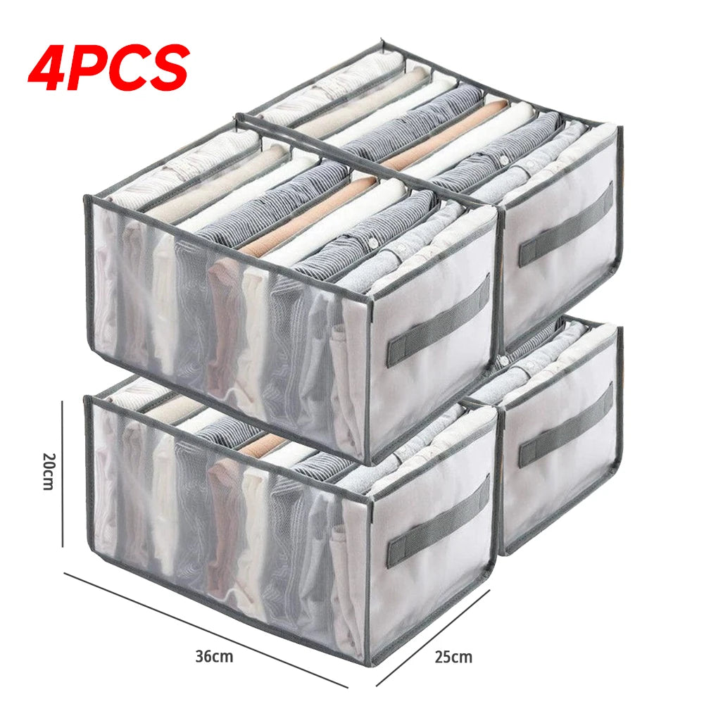 4-Pack Clear Mesh Clothes Storage Boxes – Wardrobe Organizer