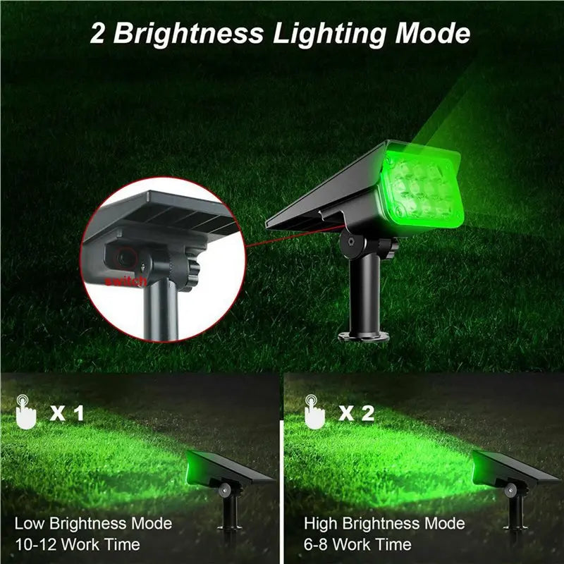 A01F-3X IP65 Solar Garden Spotlight – Green Light, 3-Pack