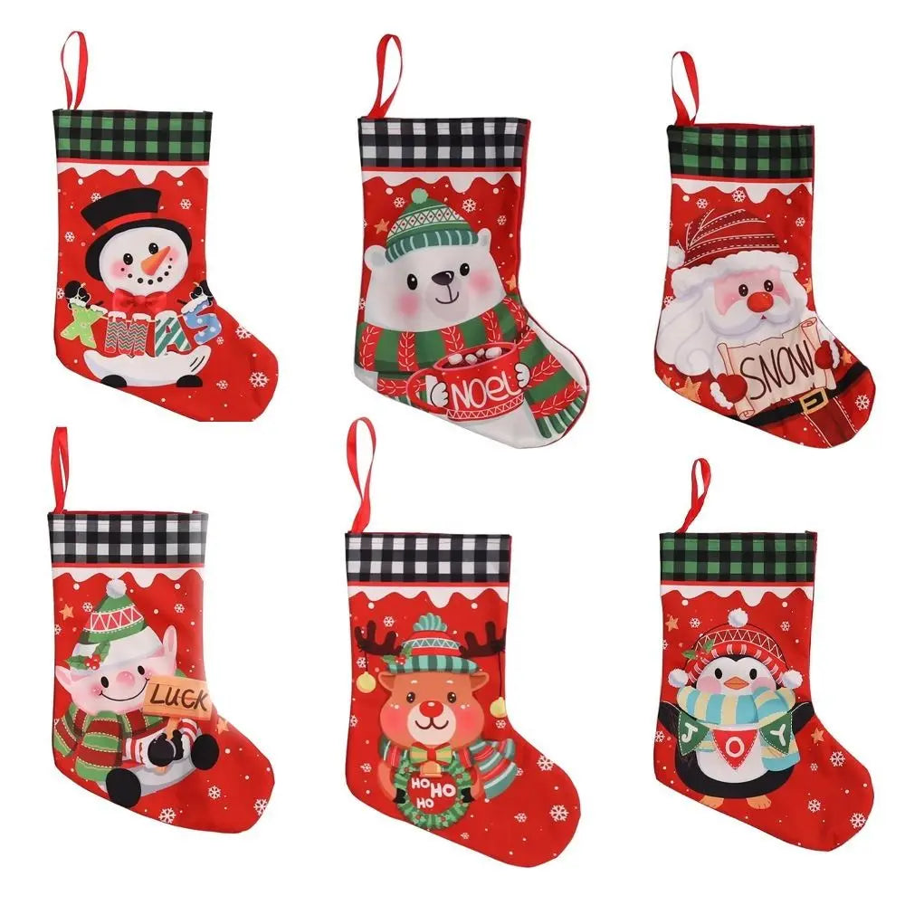 Large Cloth Christmas Stockings – Multicolor DIY Xmas Gift Bags
