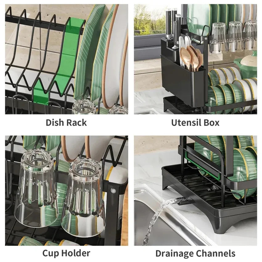 Premium Stainless Steel Dish Rack – Compact Kitchen Organizer