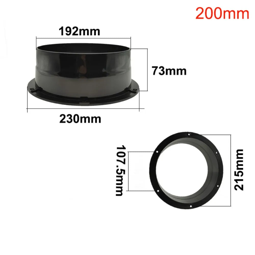 Round Wall Flange Connector Black ABS Ventilation Pipe Coupling