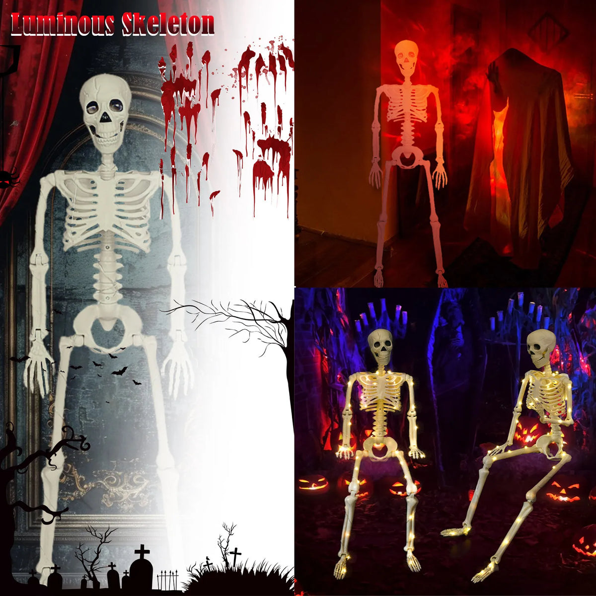 Skeleton LED Lighting Kit – Glowing Halloween Skull Decor