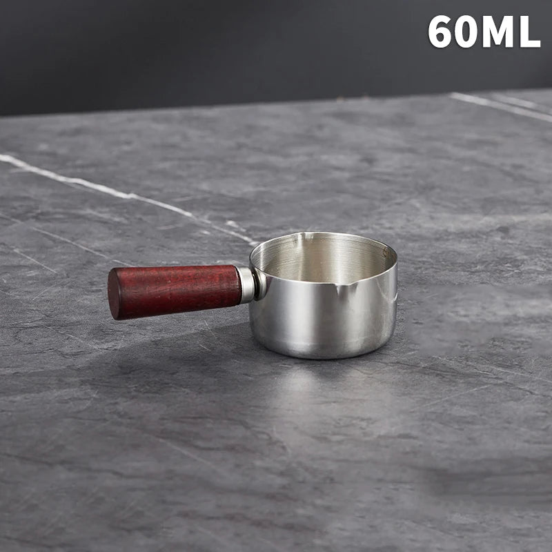 Stainless Steel Sauce Cup with Wooden Handle – 60–250ml