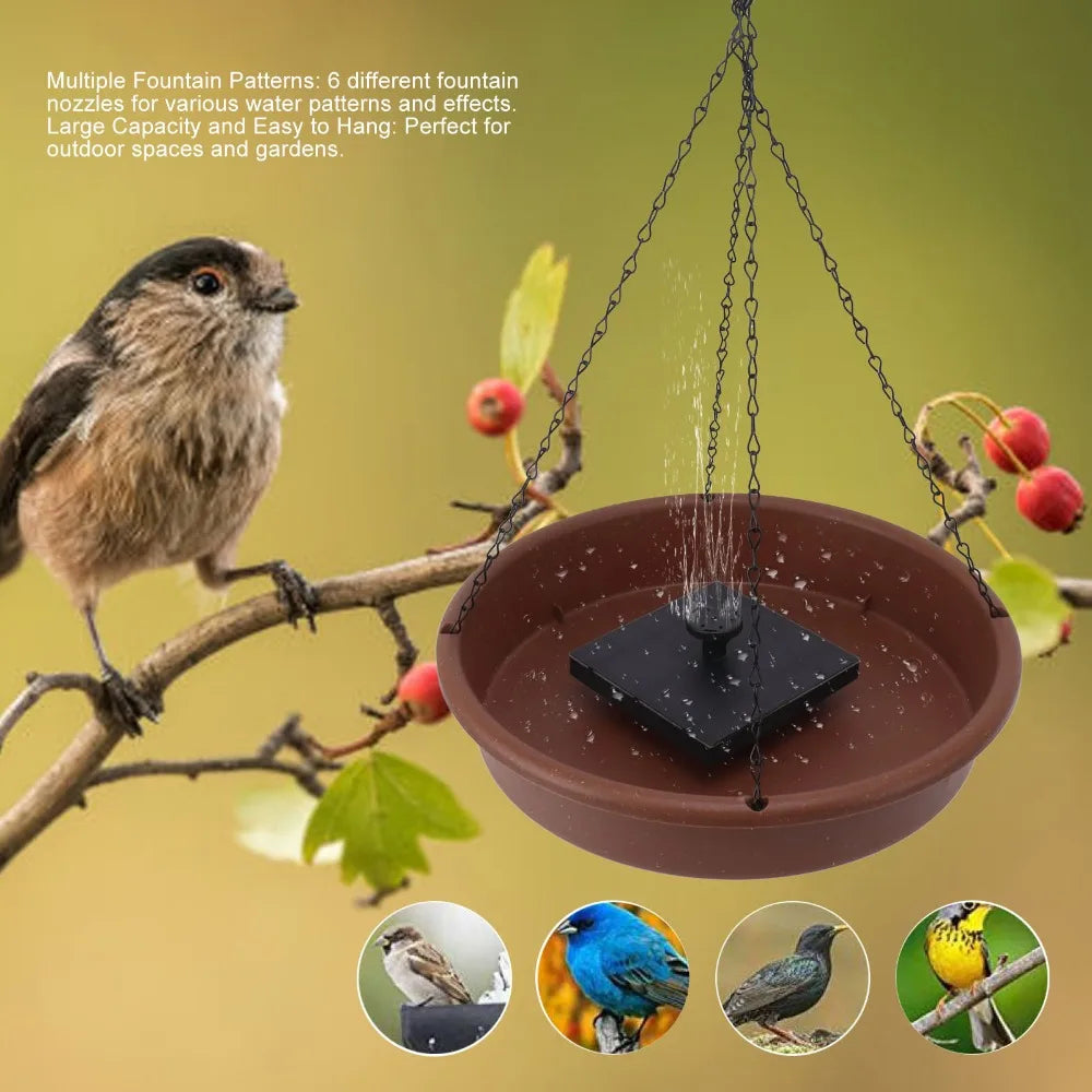 Solar Bird Bath Fountain – 6 Nozzles & 3000ml Hanging Bowl