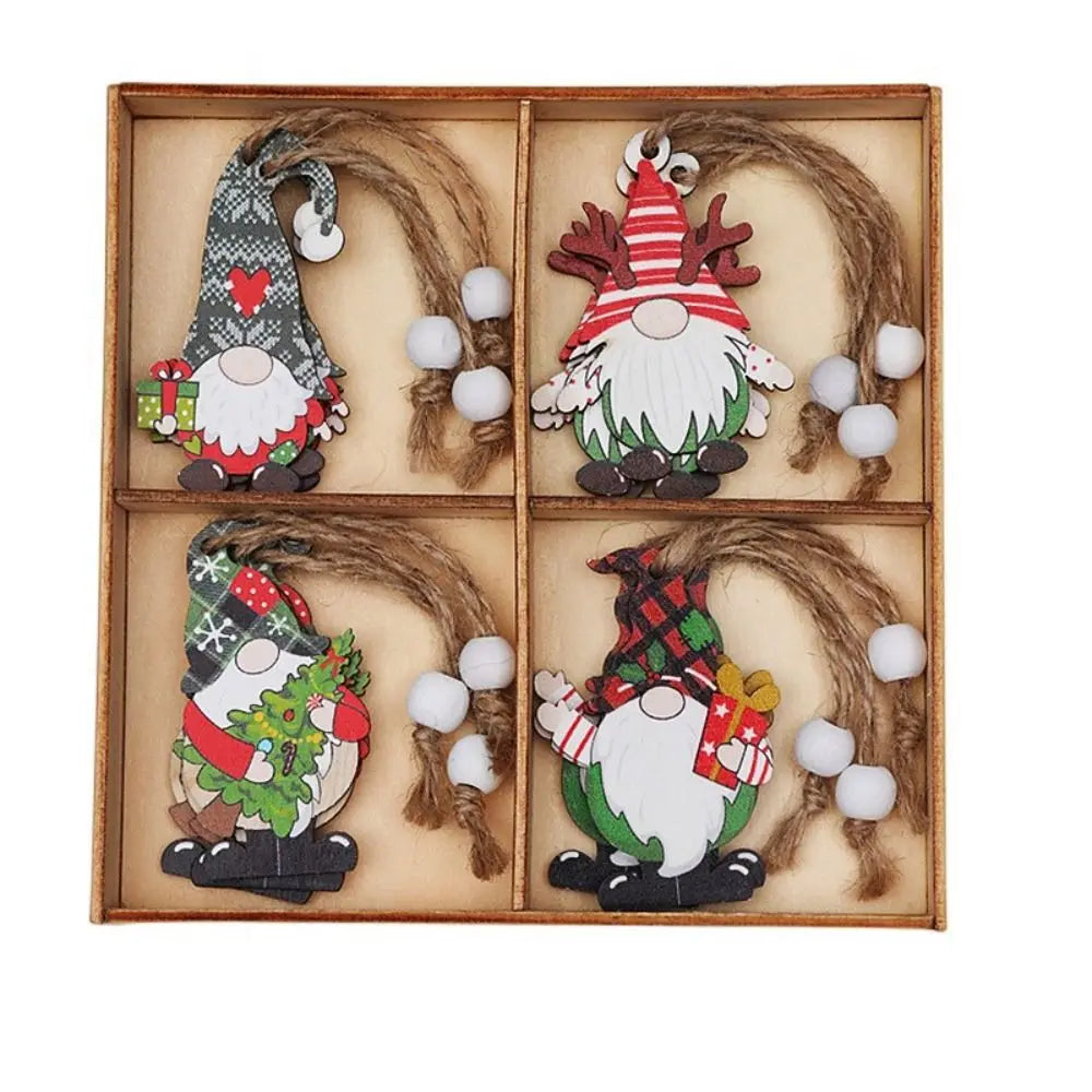 Wooden Christmas Ornaments – Gingerbread Man & Gnome Pendants