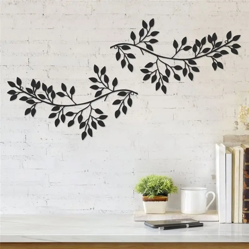 Metal Olive Branch Leaf Wall Art 2-Piece Set | Home Décor