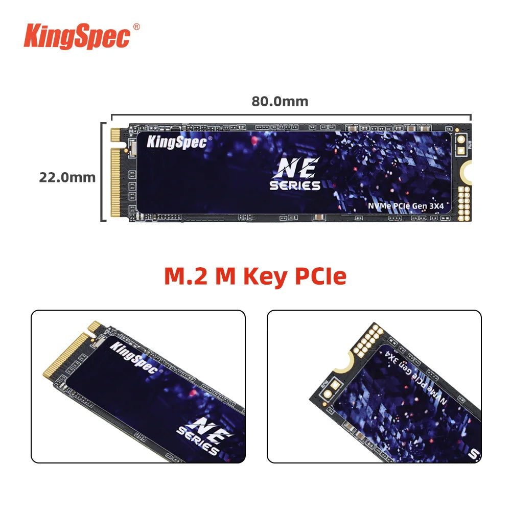 KingSpec M.2 NVMe SSD 128GB–2TB PCIe 3.0 Internal Drive 2280