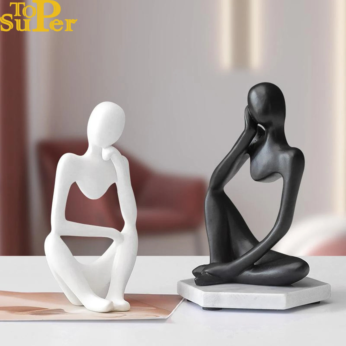 Abstract Thinker Resin Statue – Modern Home Décor Figurine