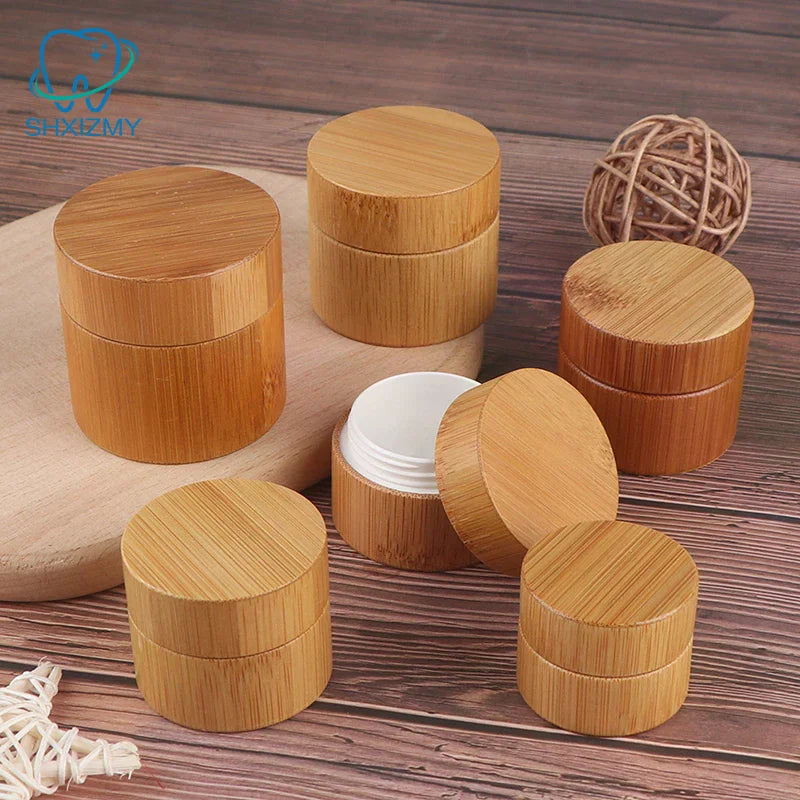 Bamboo & Glass Refillable Cosmetic Cream Jar – Empty Container