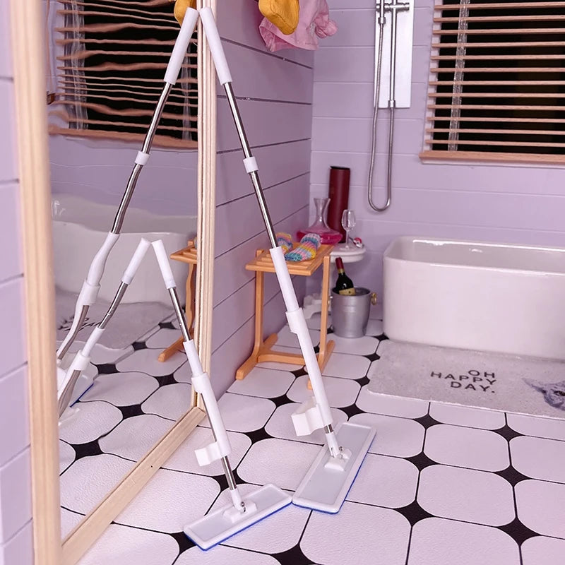 1:12 Dollhouse Miniature Mop – Lifelike Cleaning Accessory