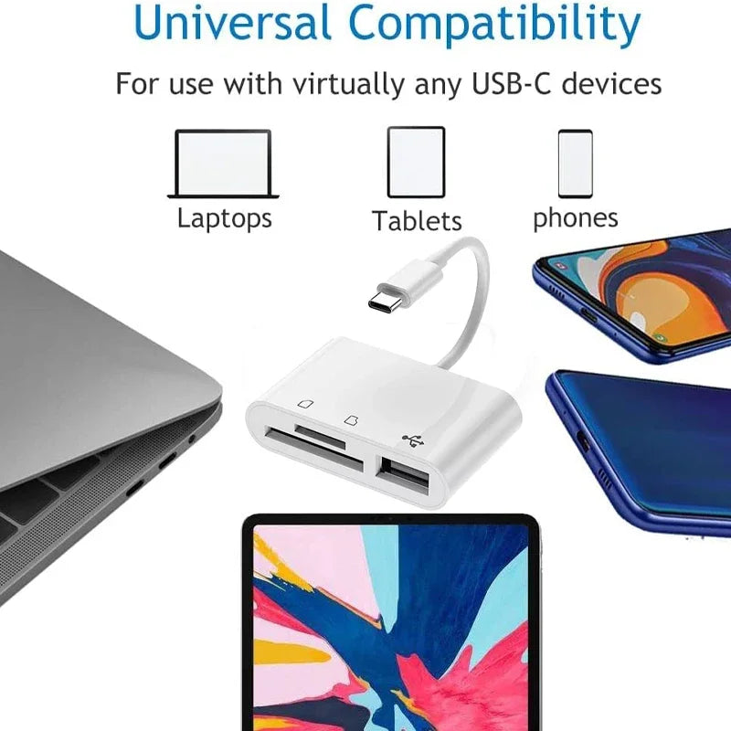 USB-C 3-in-1 SD TF Card Reader OTG Adapter for MacBook