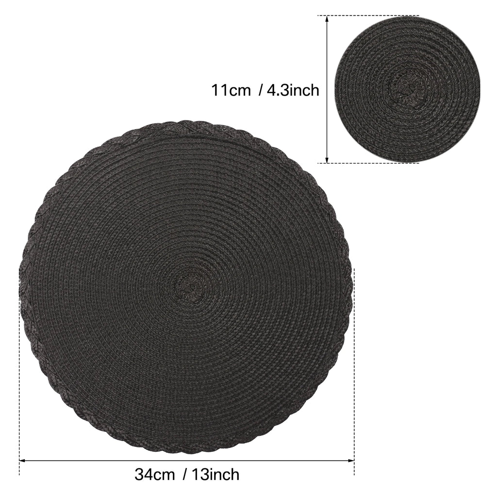 Round Woven Placemats Set of 6 – 34cm Heat Resistant PP Mats