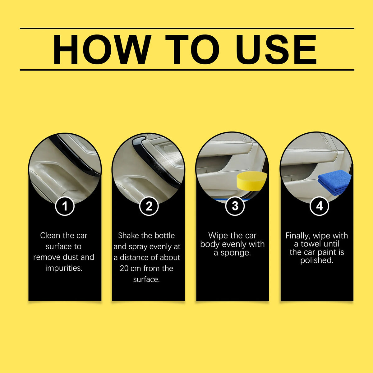 Car Leather Restorer & Interior Cleaner Kit 100ml | Sponge & Towel