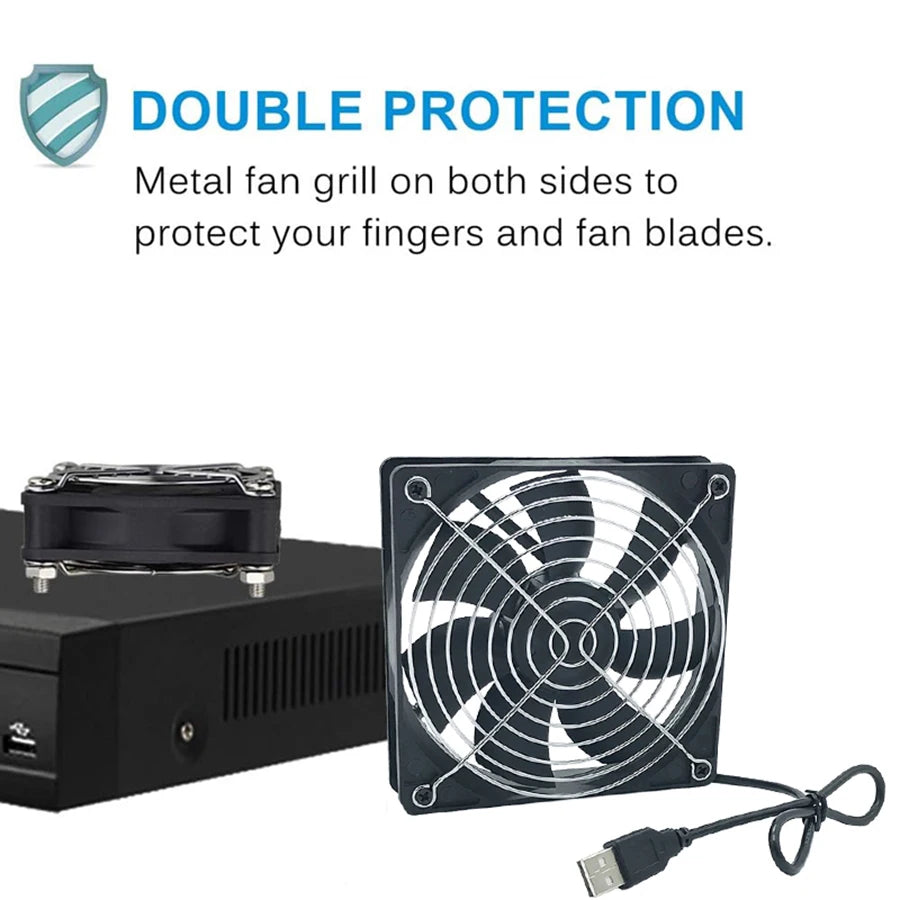 USB 12V Cooling Case Fan 120mm & 80mm – DVR Router TV Box