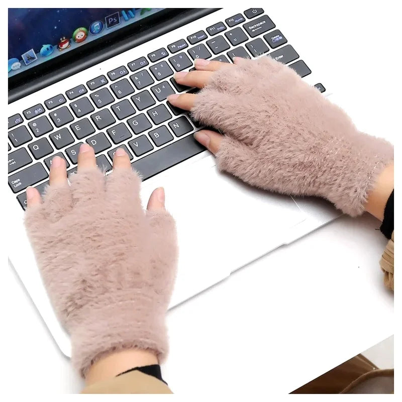 Half Finger Touch Screen Winter Gloves – Unisex Warm Mittens