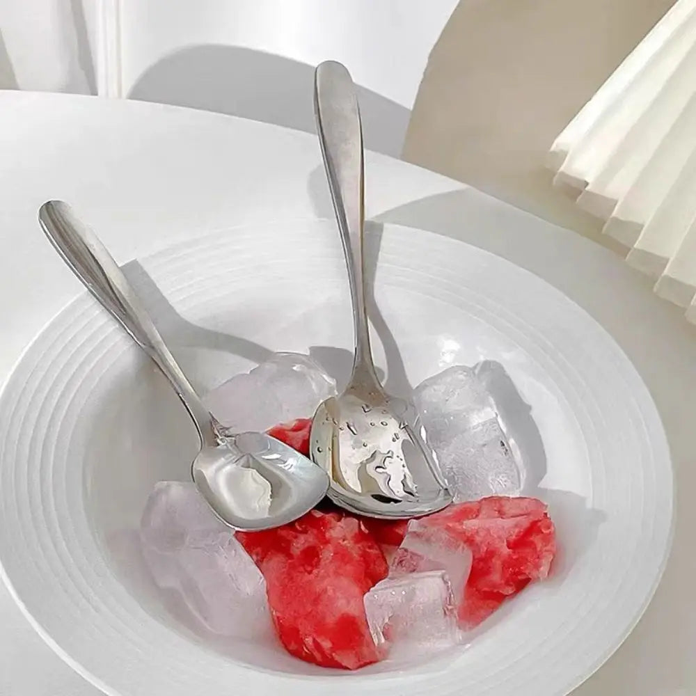 2-Pack Stainless Steel Square Spoons – Mirror Polish Long Handle