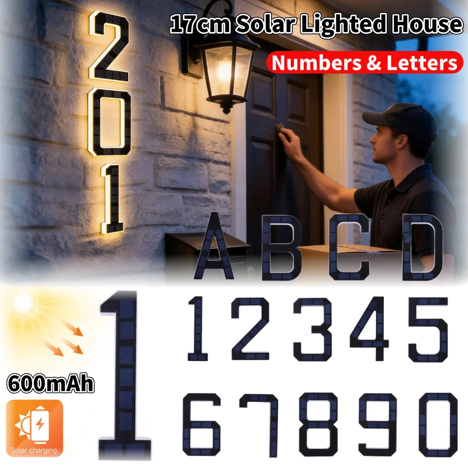 Solar LED House Number Light – Waterproof Outdoor Address Sign