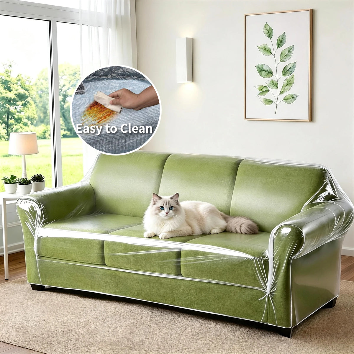 Clear Waterproof Sofa Cover – Heavy-Duty Pet Scratch Protector