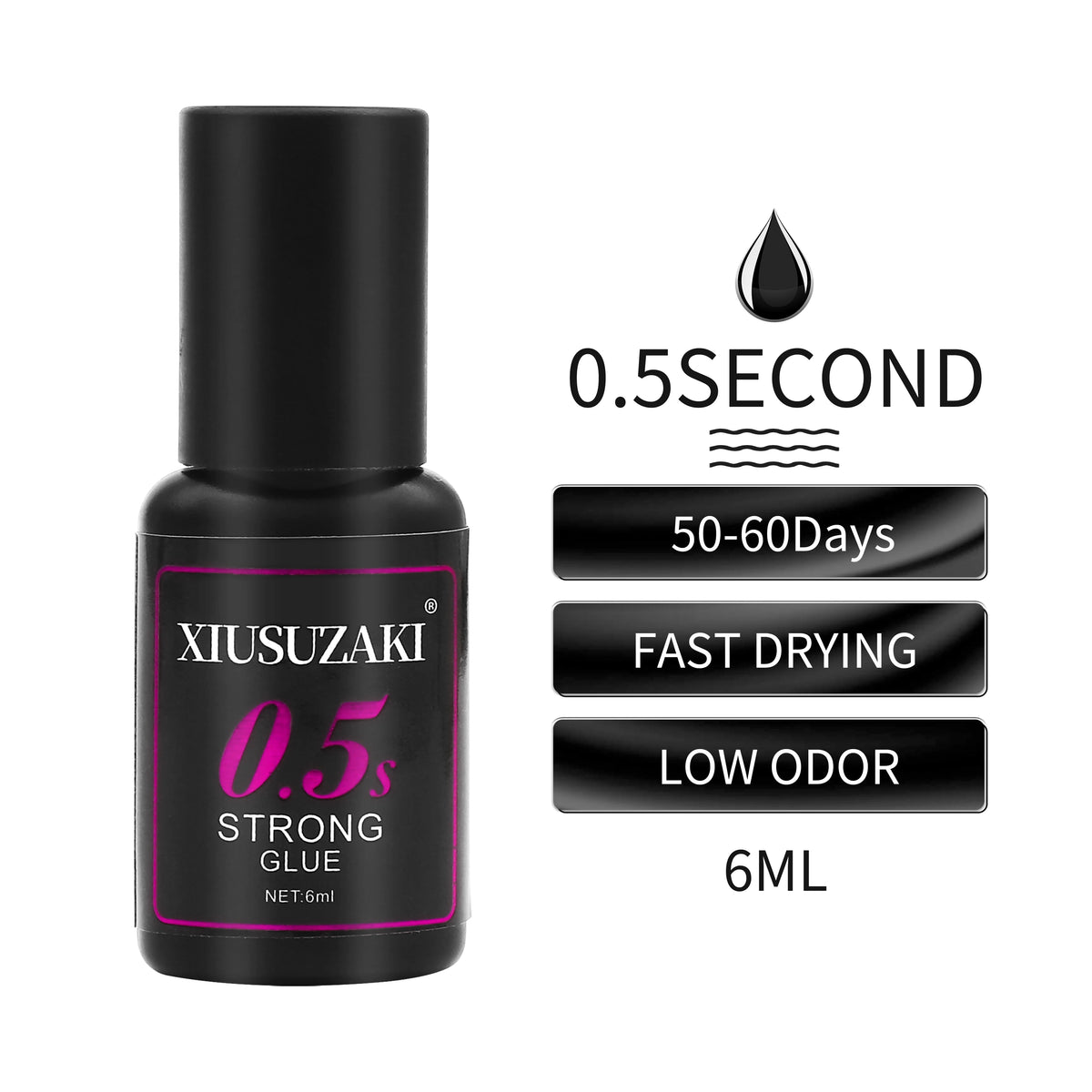 XIUSUZAKI 6ml Fast-Drying Lash Extension Glue – Low Irritation