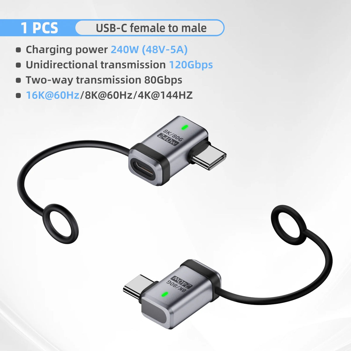 USB4 2.0 USB-C Adapter 240W PD 120Gbps 16K@60Hz Converter