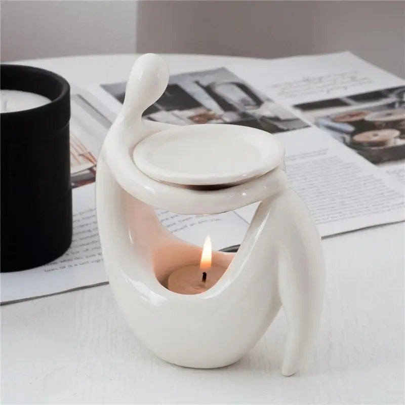 White Ceramic Oil Burner – Wax Tart & Aroma Diffuser | VIBE