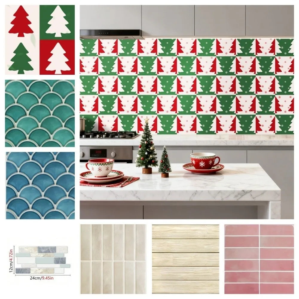 12PCS PVC Self-Adhesive Tile Stickers – Waterproof Wall & Floor