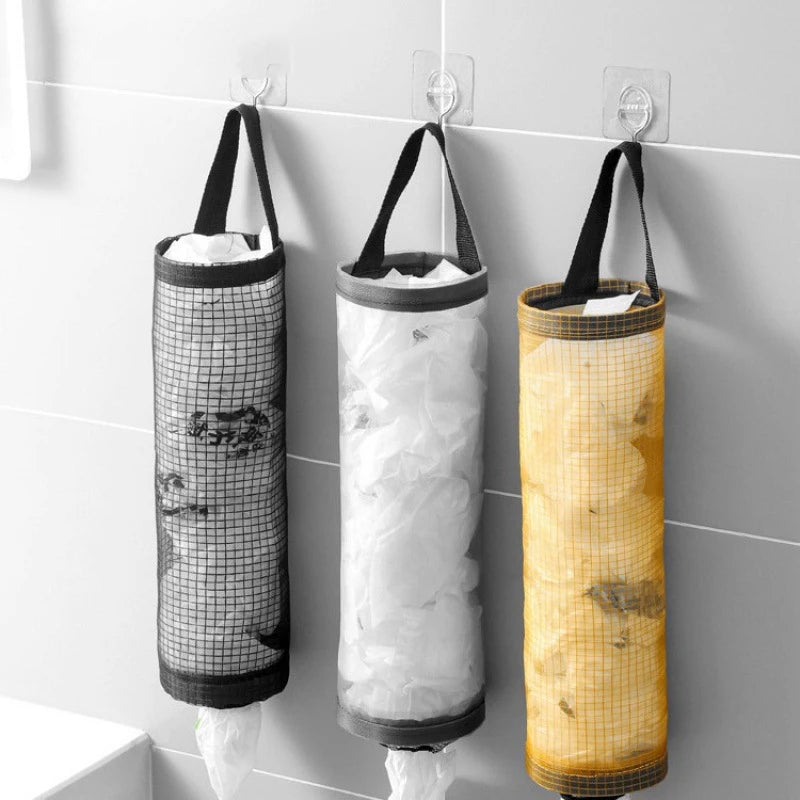 Wall Mount Mesh Bag Dispenser – Kitchen & Bathroom Organizer