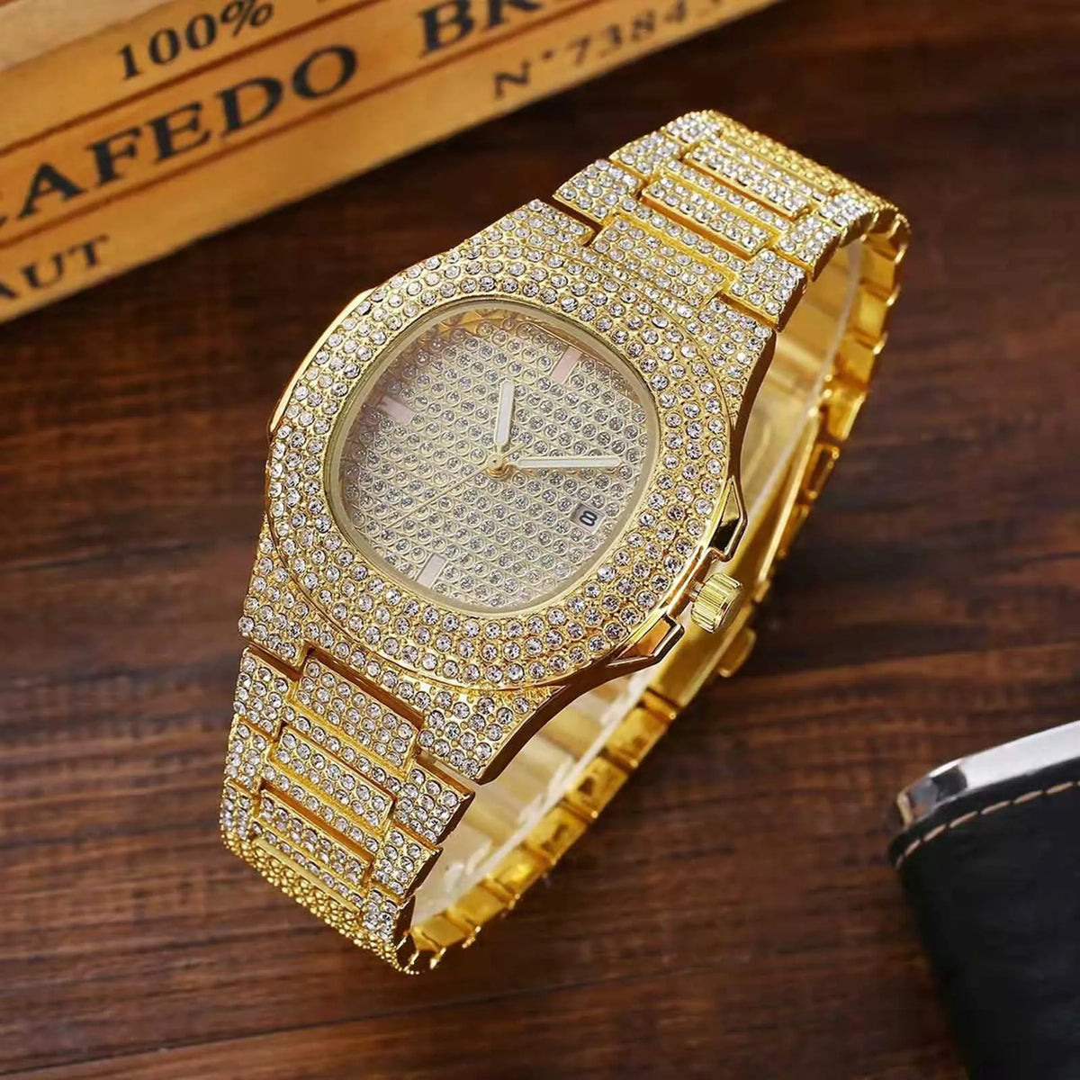 Hip Hop Rhinestone Quartz Watch Men Women Diamond Dial