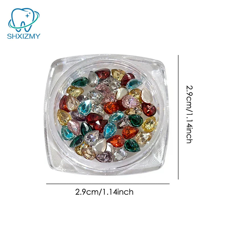 50Pcs Water Drop Zircon Nail Rhinestones 3D Flatback Crystal Gems