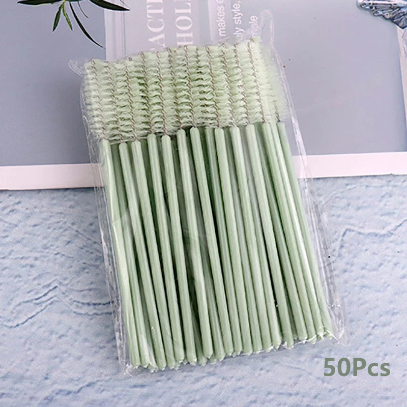 50-Pack Disposable Mascara Wands & Eyelash Spoolie Brushes