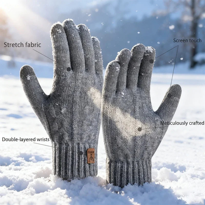 Thick Knit Winter Touch Screen Gloves – Unisex Ski & Cycling