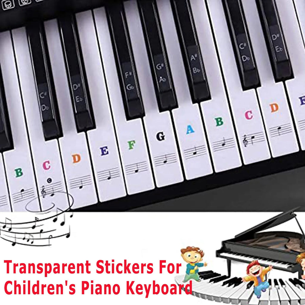 Transparent Piano Key Stickers for 37–88 Key Keyboards