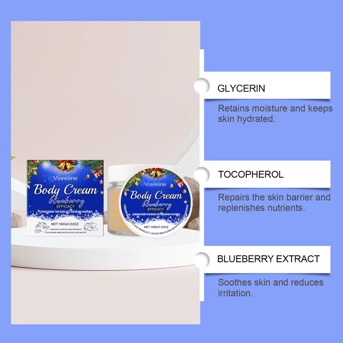 VIBE Blueberry Body Cream – 24Hr Deep Hydration & Soft Skin