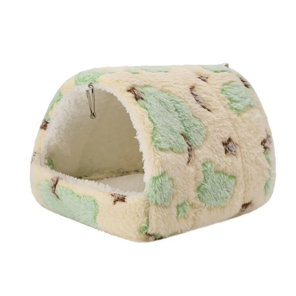 Hanging Plush Parrot Nest – Warm Cotton Bird Hut Hammock