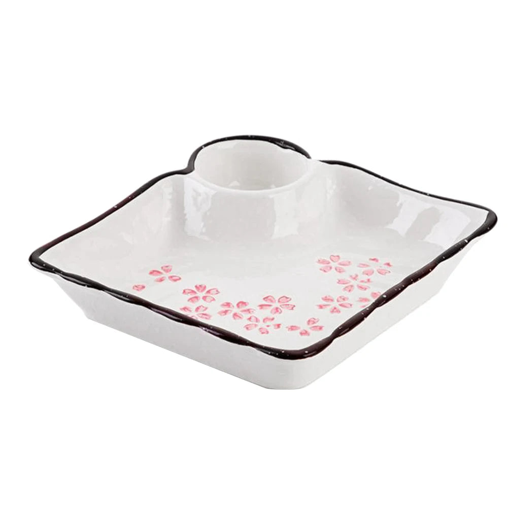 Ceramic Dumpling Plate with Sauce Dish – Japanese Tableware