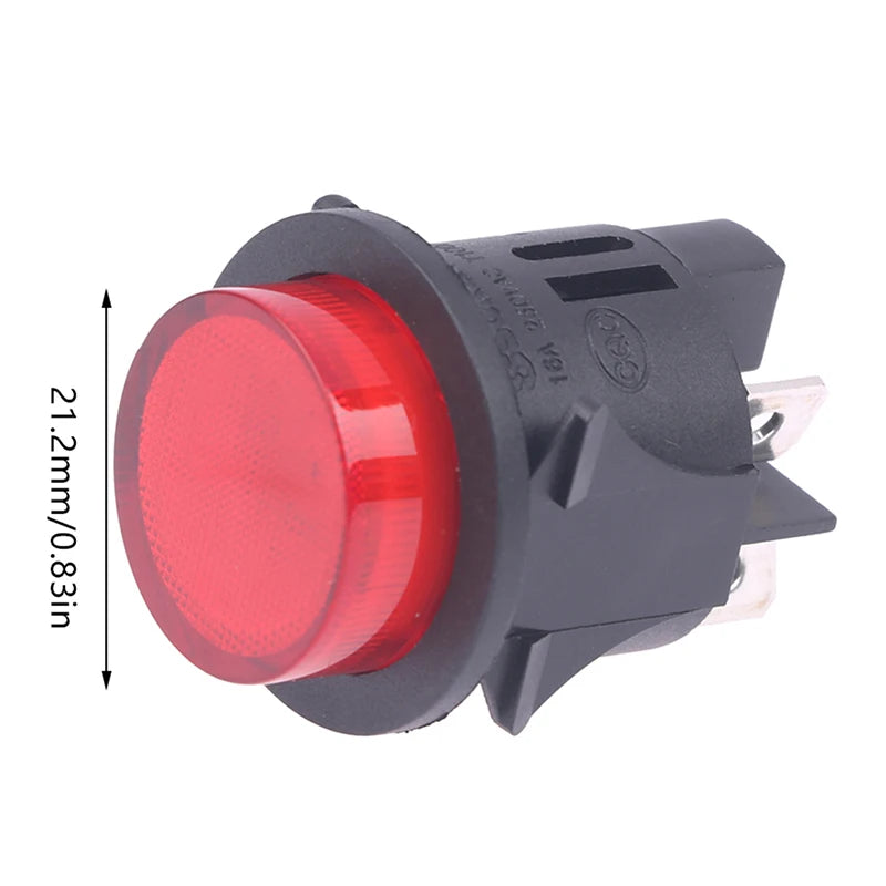 Red Illuminated Push Button Rocker Switch 16A 250V 4-Pin PS18-16-2