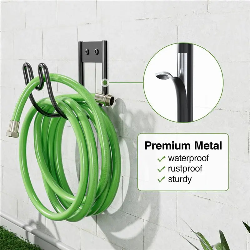 Wall Mounted Metal Garden Hose Holder & Hanger 2-Pack