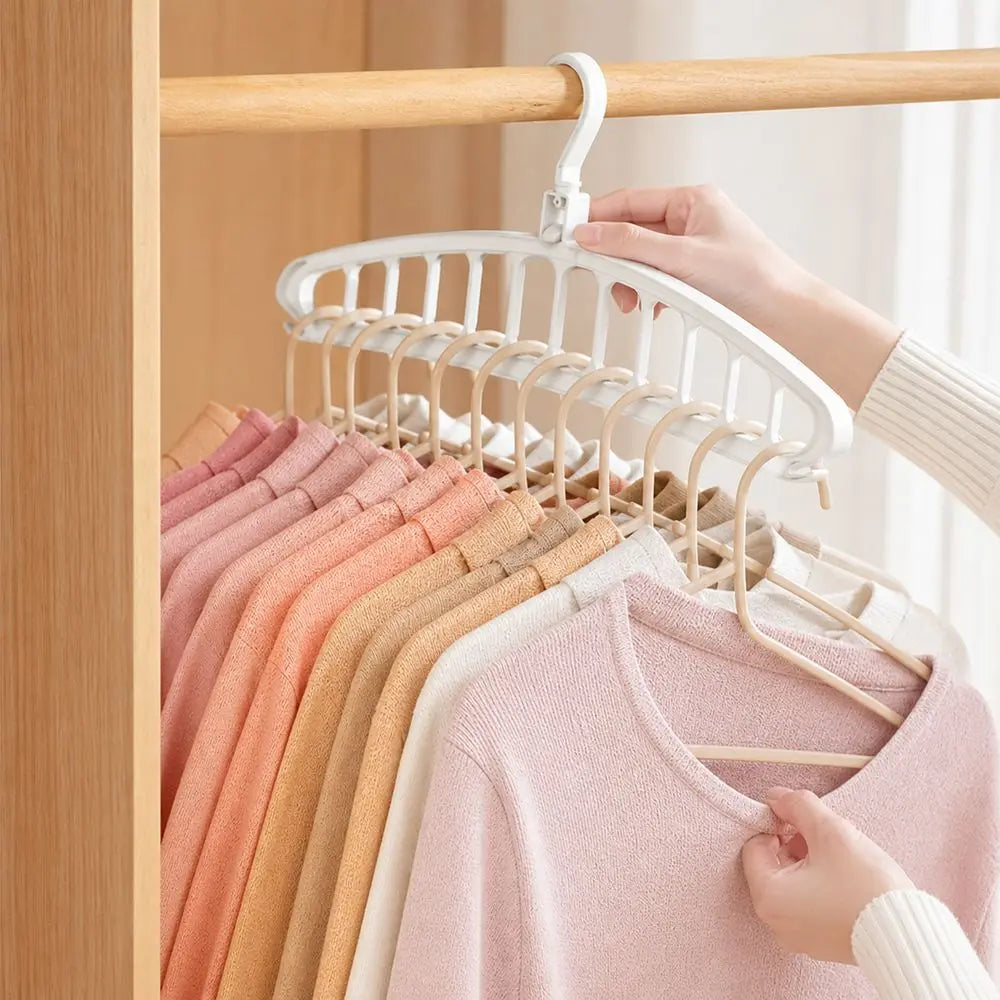 11-Slot Rotating Folding Clothes Hanger – Space Saving Closet Rack