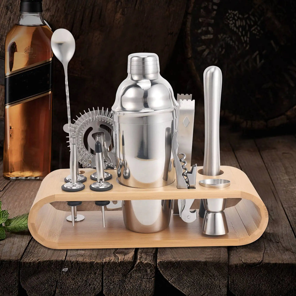 12-Piece Cocktail Shaker Set & Bartender Kit with Bamboo Stand