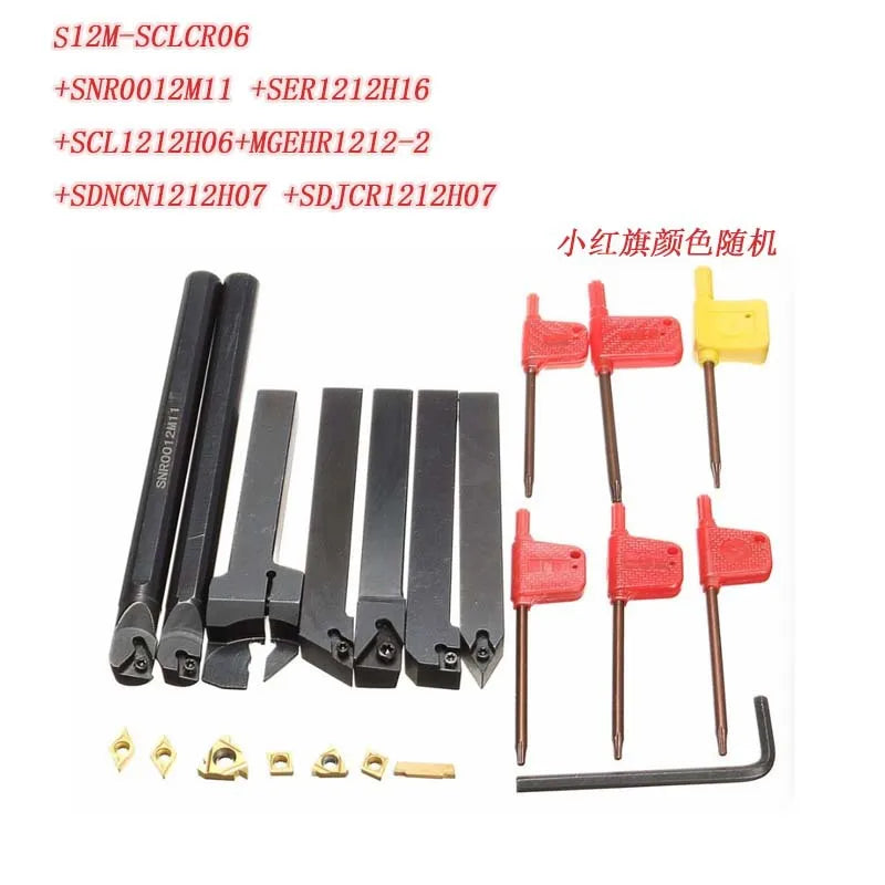 NC Tool Holder 7-Piece Set 12mm Turning Tools & Blades