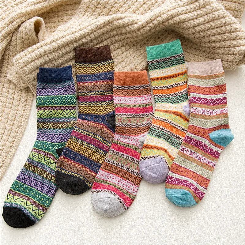 5-Pack Women's Soft Warm Crew Socks – Winter Gift Set