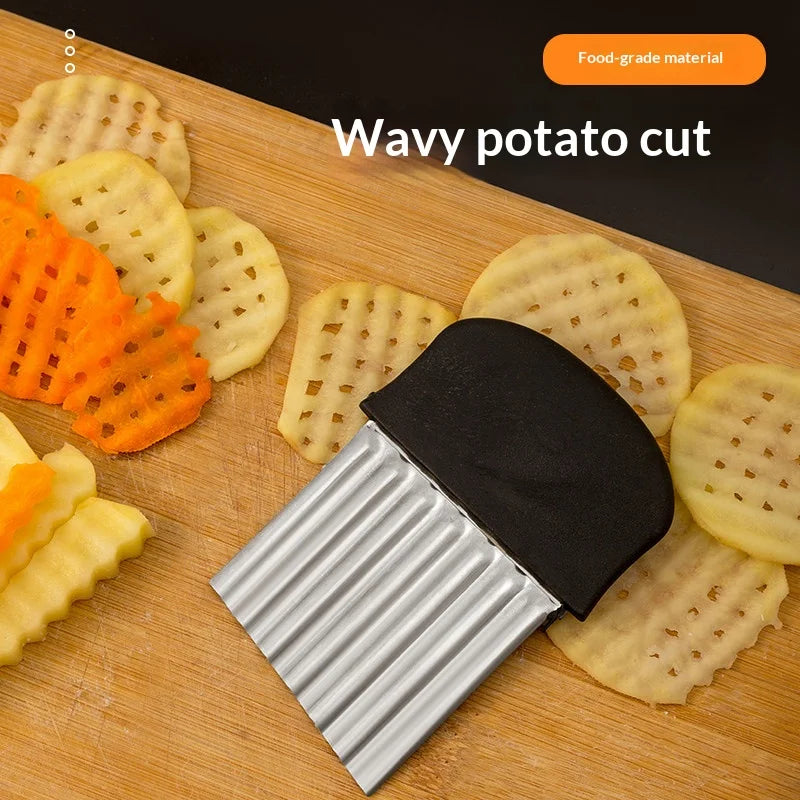 Stainless Steel Crinkle Cutter – Wavy Potato & Veggie Slicer