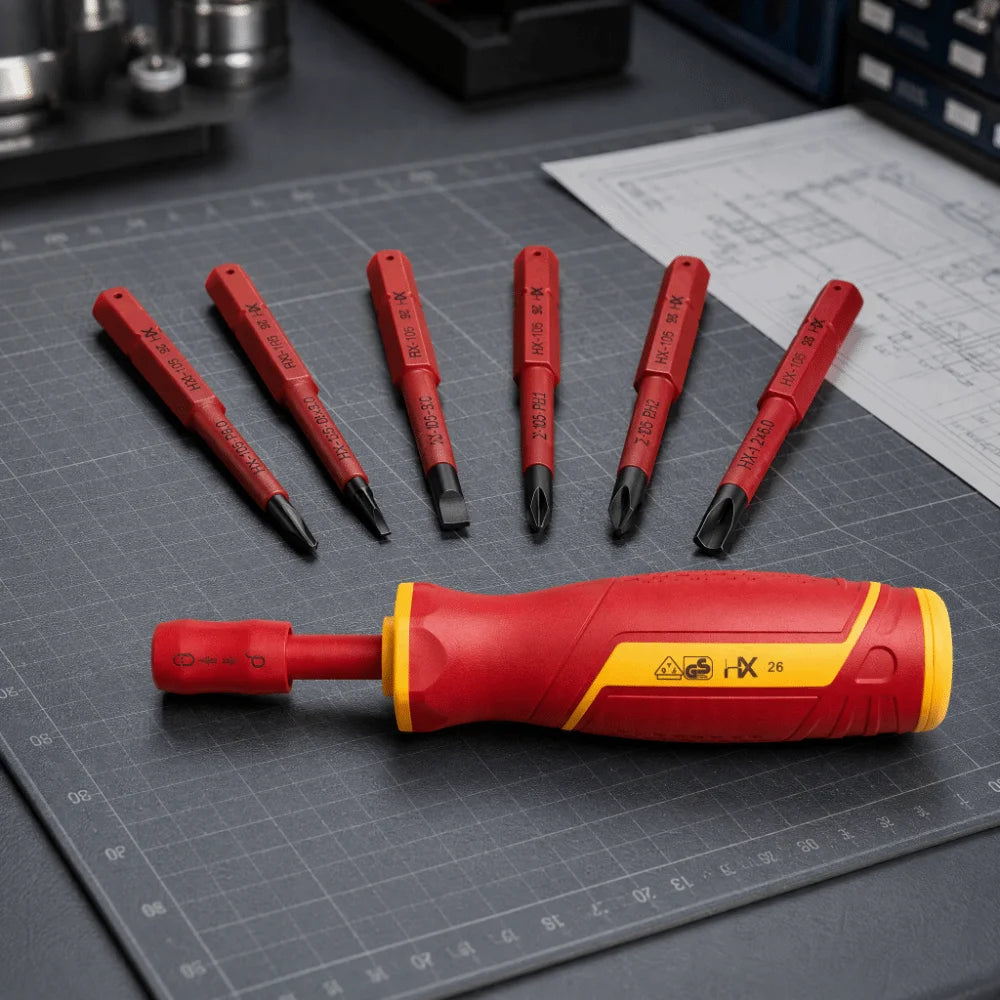 6-in-1 VDE Insulated Screwdriver Set with Quick-Change Bits & Case