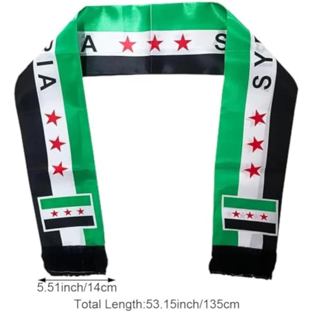 Syria Flag Scarf – Green White Black Cultural Wrap & Sash
