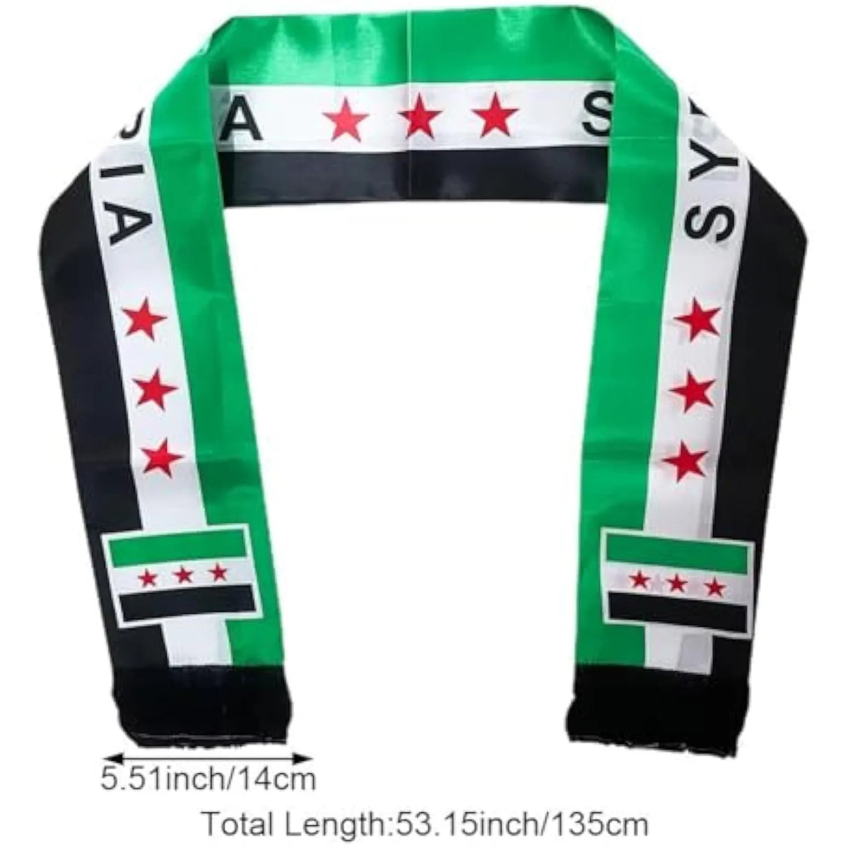 Syria Flag Scarf – Green White Black Cultural Wrap & Sash