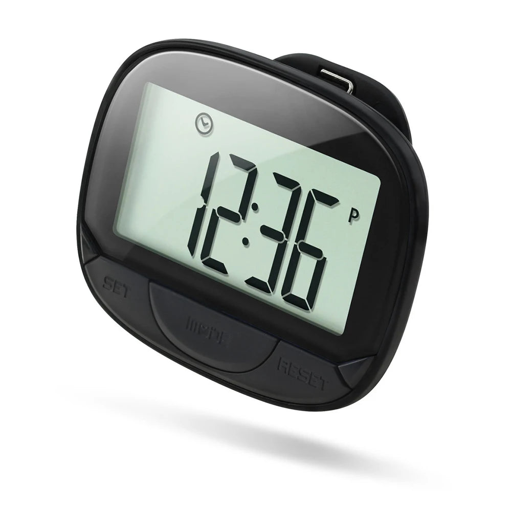 VIBE Clip-On Pedometer LCD Step Counter for Walking & Running